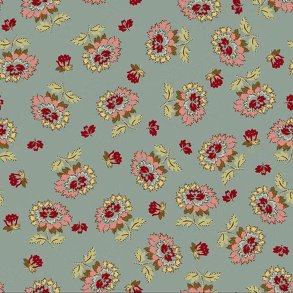 EQP Patchworkstof - Wild roses - Stone blue