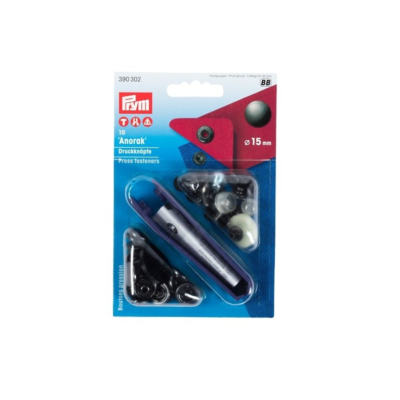 Sort Trykknap 15mm - Med V�rkt�j