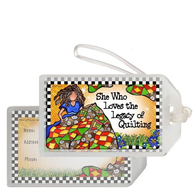 Kuffertm�rke med quiltemotiv