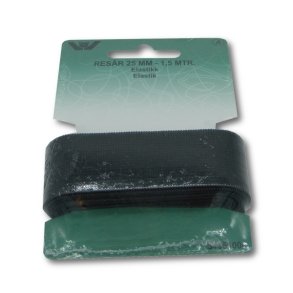 Flad Elastik 25mm -  Sort