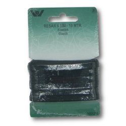 Flad Elastik 6mm -  Sort