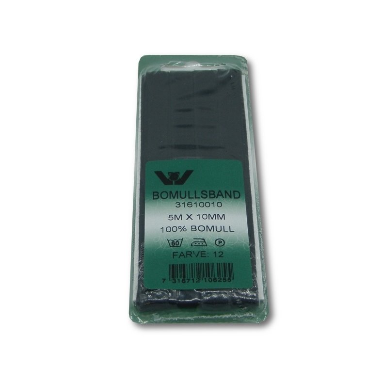 Bomuldsb�nd 10mm - Sort