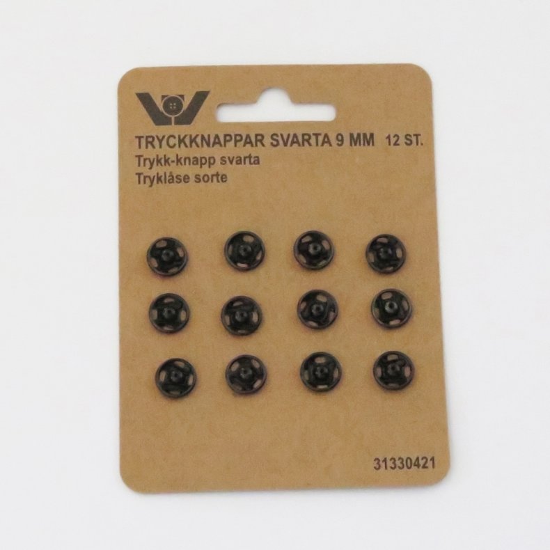 Trykknap 9mm - Sort til P�syning